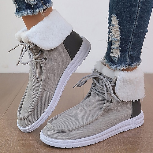 

Damen Turnschuhe Stiefel Schneestiefel Übergrössen Outdoor Täglich Innenfutter aus Fleece Stiefeletten Stiefeletten Flacher Absatz Runde Zehe Modisch Brautkleider schlicht Minimalismus Kunstpelz