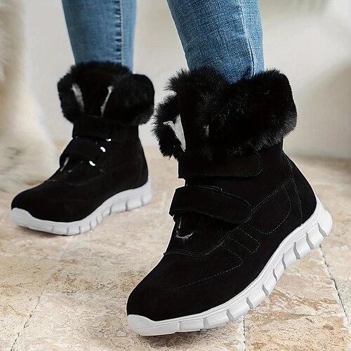 

Damen Stiefel Schneestiefel Übergrössen Täglich Innenfutter aus Fleece Stiefeletten Stiefeletten Flacher Absatz Runde Zehe Plüsch Brautkleider schlicht Komfort Kunst-Veloursleder Reißverschluss Feste