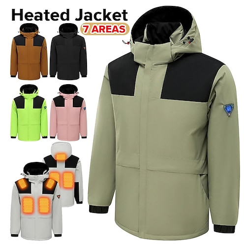 

7 zones veste chauffante hommes femmes électrique usb charge chauffage manteau isolé vestes d'extérieur chauffées gilet pour ski randonnée