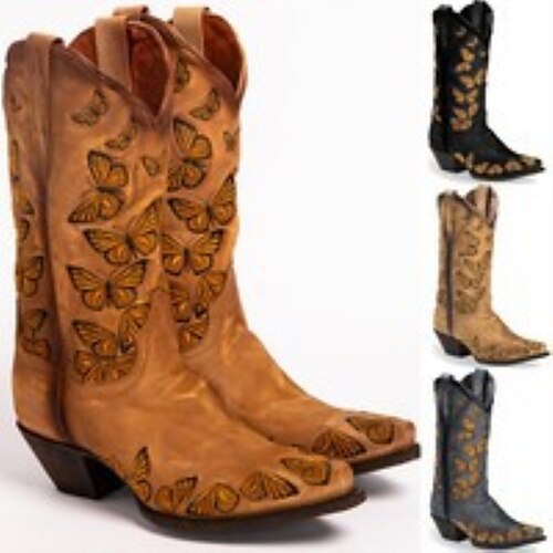 

Mujer Botas Botas cowboy Tallas Grandes Botas de trabajo Exterior Trabajo Diario Forrado con Lana Botas a media pierna Pajarita Tacón Cono Tacón Cuadrado Dedo Puntiagudo Moda Elegante Clásico PU