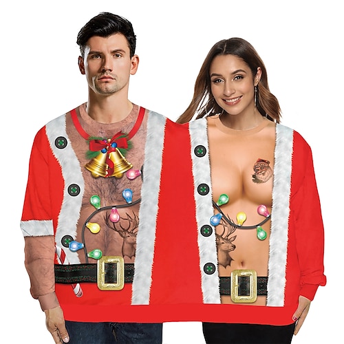 

Noël père Noël Pull de Noël Sweat à capuche Imprime Art graphique Haut Pour Homme Femme Unisexe Adulte Impression 3D 100 % Polyester Soirée