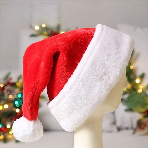 

Kids Christmas hat Unisex Active Party Solid Color Cotton Hats Caps Red One-Size Funny Christmas Hats for Kids Adults