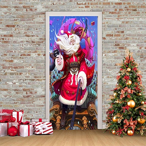 

Pegatinas 3d de Navidad, pegatinas impermeables para puerta, mural de puerta de Navidad, papel tapiz autoadhesivo, pegatina de PVC, calcomanía de pared extraíble para decoración de hogar y oficina