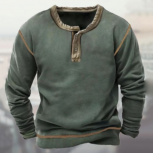 

Homme Sweat shirt Tactique Vert Véronèse Henley Bloc de couleur Patchwork Sport Loisir du quotidien Vacances Vêtement de rue basique Décontractées Printemps Automne Vêtement Tenue Pulls Capuche