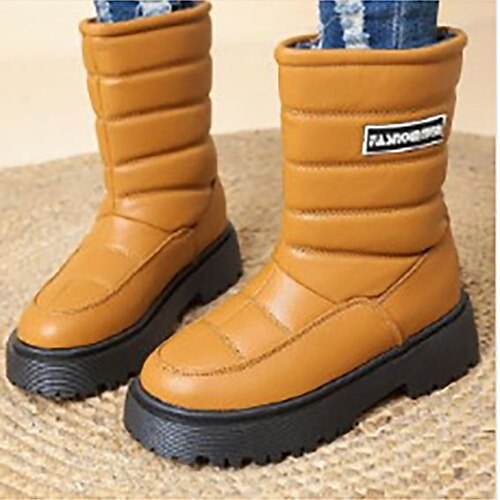 

Mulheres Botas Botas com salto Botas de Neve Tamanhos Grandes Ao ar livre Trabalho Diário Forrada com Fleece Botas da panturrilha Plataforma Salto Plataforma Ponta Redonda Casual Minimalismo Estilo