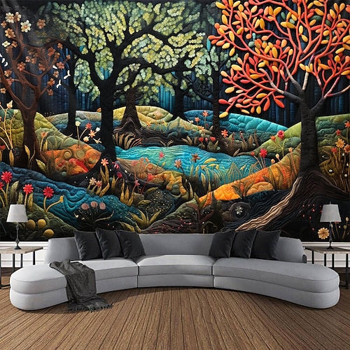 

Bunte Waldlandschaft zum Aufhängen, Wandteppich, Wandkunst, großer Wandteppich, Wanddekoration, Fotografie, Hintergrund, Decke, Vorhang, Zuhause, Schlafzimmer, Wohnzimmer, Dekoration