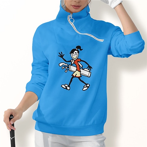 

Mulheres moletom de golfe pulôver de golfe camisola de golfe Térmico / Quente Respirável Pavio Humido Manga Longa Casacos de golfe Blusas Normal 1/4 Zip Colarinho Alto Estampado Primavera Outono