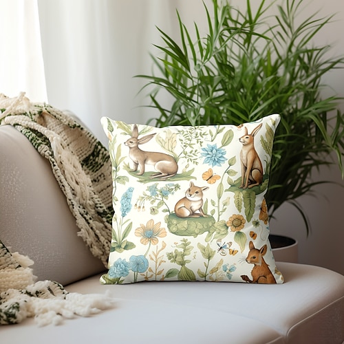 

Housse de coussin double face avec animaux de la forêt, taie d'oreiller carrée décorative et douce, pour chambre à coucher, salon, canapé, chaise, 1 pièce