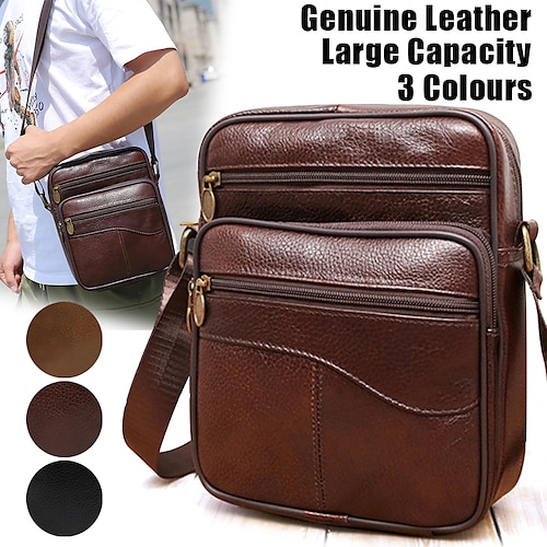 

Homme Sac bandoulière Sac d'épaule Cartable Cuir Extérieur du quotidien Vacances Fermeture Grande Capacité Etanche Poids Léger Couleur unie Brun foncé Noir Kaki