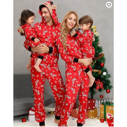 

Family Christmas Pajamas Graphic Home Deep Purple snowflakes on red background White snowman on blue background Long Sleeve Mommy And Me Outfits Active Matching Outfits