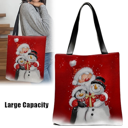 

mujer bolso de mano bolso de hombro bolso mullido papá noel feliz navidad poliéster compras navideñas diario impresión gran capacidad ligero duradero carácter