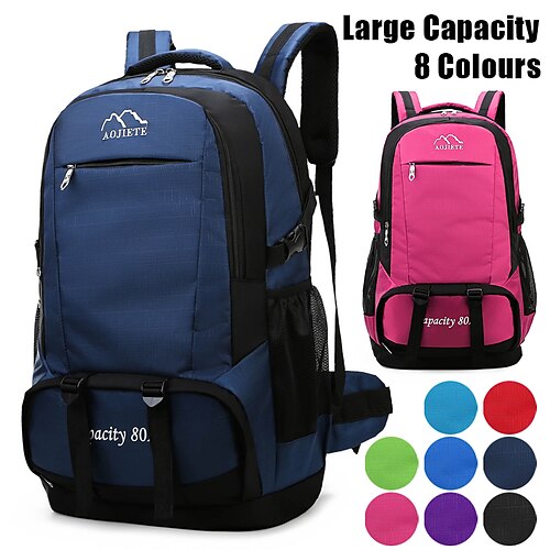 

Herren Rucksack Schultasche Funktionsrucksack Schulanfang Outdoor Campen und Wandern Farbblock Nylon Hohe Kapazität Wasserdicht Langlebig Schnalle Reißverschluss Seeblaue Tasche. Große rote Tasche