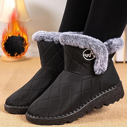 

Homens Mulheres Botas Botas de Neve Tamanhos Grandes Diário Forrada com Fleece Botas Botas Tornozelo Sem Salto Ponta Redonda Casual Conforto Tecido elástico Velcro Côr Sólida Preto Vermelho Azul