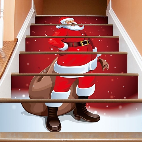 

3D-Aufkleber für Weihnachtstreppen, Aufkleber für Treppen, abnehmbare Fliesen, Aufkleber für Treppenstufen, Weihnachtsdekoration, 6 Stück, Weihnachtsdekoration für Zuhause