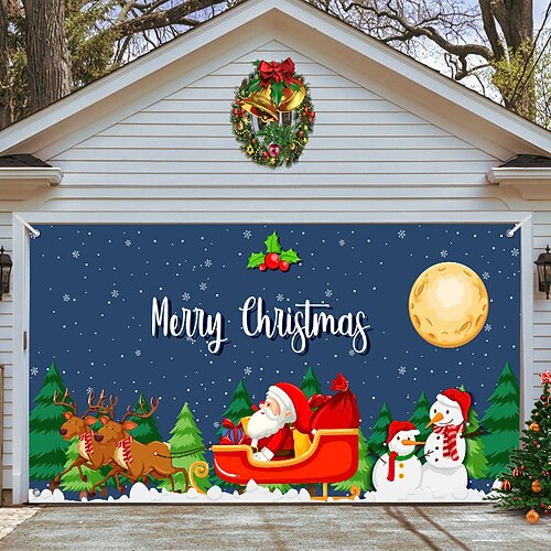 Striscione Decorativo Natale “Merry Christmas” 300x50 Cm – Tessuto Oxford, Con Corda, Per Esterno