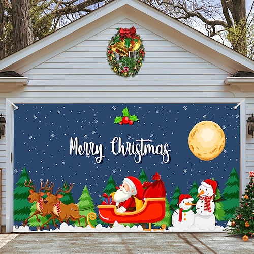 Striscione Decorativo Natale “Merry Christmas” 300x50 Cm – Tessuto Oxford, Con Corda, Per Esterno