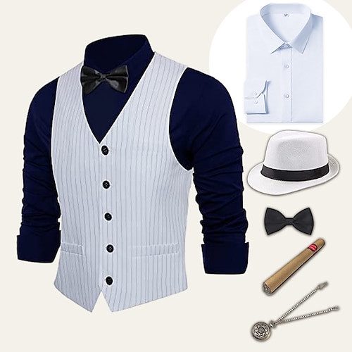 

Rétro Vintage Les rugissantes années 20 1920s Tenue Chemise Gilet Panama Gentilhomme Gangster Homme Cosplay Costume Halloween Fête / Soirée Fête scolaire Festival Gilet