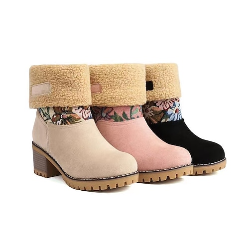 

Mulheres Botas Botas com salto Tamanhos Grandes Imprimir sapatos Ao ar livre Diário Botas da panturrilha Bordado Salto Robusto Ponta Redonda Vintage Casual Conforto Caminhada Couro Ecológico Mocassim
