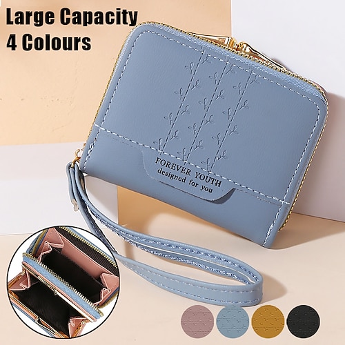 

Femme Portefeuille Porte-cartes de crédit faux cuir Extérieur Achats du quotidien Fermeture Relief Grande Capacité Poids Léger Durable Couleur unie Bleu Ciel Noir Jaune