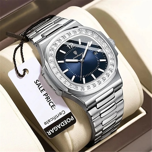 

Reloj de cuarzo poedagar para hombre, reloj de pulsera minimalista de moda para negocios, calendario luminoso, reloj de acero resistente al agua con decoración