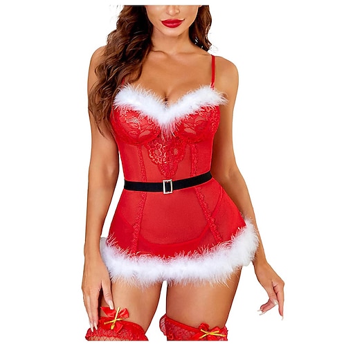 

Papai Noel Mrs.Claus Fantasia de Natal Fantasias de Natal sensuais Mulheres Traje Cosplay Natal Natal Baile de Máscaras Noite de Natal Adulto Festa Natal Poliéster Vestido