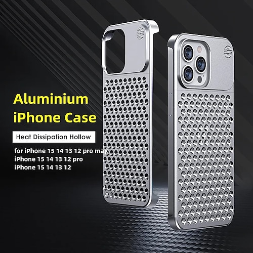 

Funda de aluminio para iphone 14, 15 pro max, aromaterapia, disipación de calor hueca, anticaída, adecuada para apple 15, 14 pro promax