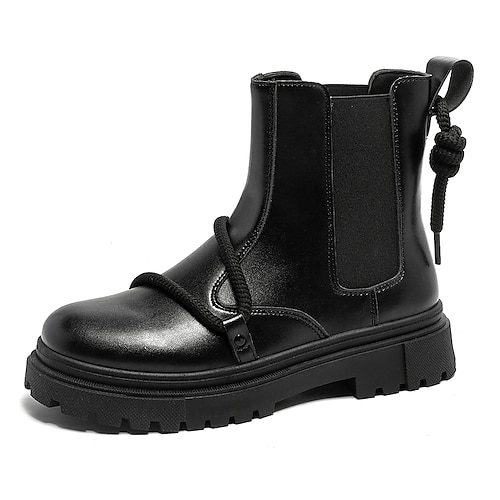 

Homens Botas Botas Chelsea Botas de inverno Casual Diário Couro Ecológico Confortável Botas / Botins Mocassim Preto Branco Inverno