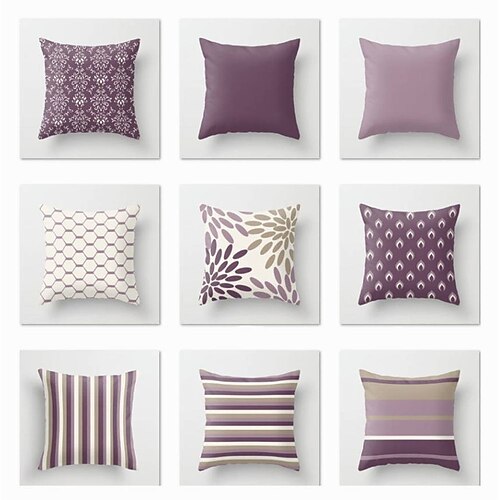 

Housse de coussin double face géométrique violet, taie d'oreiller carrée décorative douce, pour chambre à coucher, salon, canapé, chaise, 1 pièce