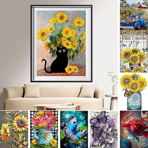 

Wandkunst, Sonnenblumen-Schmetterling, Leinwanddrucke und Poster, Bilder, dekorative Stoffmalerei für Wohnzimmer, Bilder ohne Rahmen