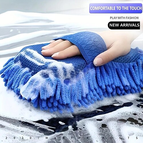 

1 pièce, serviette douce pour les mains de voiture, gants de lavage en chenille en microfibre, gants en polaire corail pour automobile, outils de nettoyage, brosse de nettoyage.