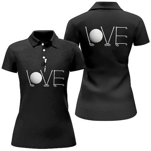 

Polo para mujer Camisa de golf divertida Polo con botones Transpirable Secado rápido Absorbe la humedad Ropa de golf de manga corta Ropa de golf Ajuste regular Letra Verano Tenis Golf