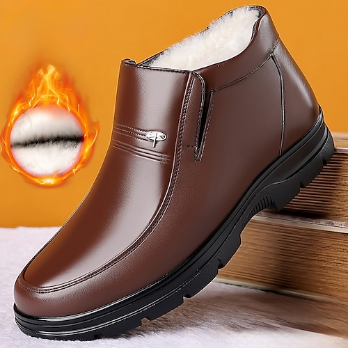 

Herren Stiefel Retro Abendschuhe Winterstiefel Wanderschuhe Brautkleider schlicht Täglich Leder Komfortabel Stiefeletten / Stiefeletten Halbschuhe Schwarz Braun Frühling Herbst