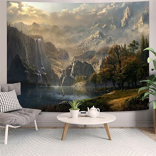 

Wasserfall-Landschaft hängende Wandteppich-Wandkunst, große Wandteppich-Wanddekoration, Fotografie-Hintergrund, Decke, Vorhang, Zuhause, Schlafzimmer, Wohnzimmer, Dekoration