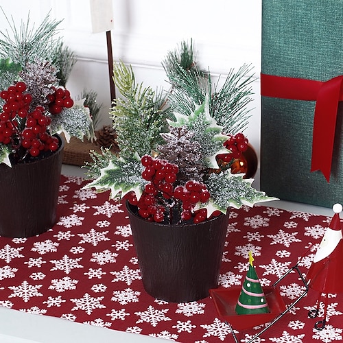 

2023 casa enfeites decorativos de natal ramos de pinheiro artificiais pinhões pequenos vasos de plantas adequados para festa de natal prateleiras de mesa colocação e decoração de peitoris de janela