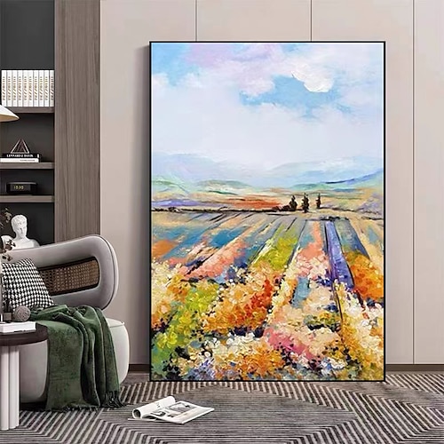 

Colorful fields Landscape Impressionist Oil Painting on Canvas Handpainted Wall Picture for Living Room Rolled Canvas (No Frame)