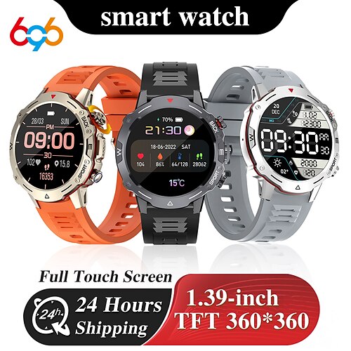 

696 G102 Montre intelligente 1.39 pouce Smartwatch Montre Connectée 3G 4G Bluetooth Podomètre Rappel d'Appel Moniteur de Sommeil Compatible avec Android iOS Femme Hommes Mode Mains-Libres Rappel de