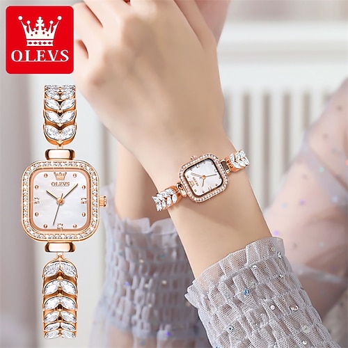 

Novo olevs olevs marca feminina mão quadrado relógio de quartzo nervoso ao vivo venda quente diamante incrustado à prova dwaterproof água senhoras elegante relógio feminino