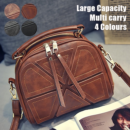 

Mulheres Bolsa crossbody Bolsa de ombro Dome Bag Couro PU Ao ar livre Diário Feriado Ziper Grande Capacidade Prova-de-Água Leve Côr Sólida Preto Rosa Marron