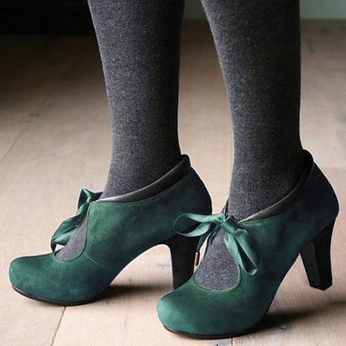 

Mujer Tacones Zapatos de Navidad Zapatos de gamuza Mary Jane Boda Fiesta Diario Invierno Tacón Cuadrado Dedo redondo Vintage Elegante Sensual Ante Sintético Mocasín Color sólido Vino Rojo Morado