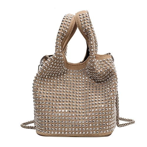 

Femme Sac à main Sac de soirée sacs baquet Synthétique Soirée du quotidien Chaîne Ajustable Grande Capacité Géométrique Noir Dorée Café