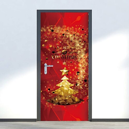 

Autocollants de noël 3d autocollants de porte imperméables décoration murale de porte de noël autocollant de papier peint auto-adhésif autocollant en pvc autocollant mural amovible pour la décoration