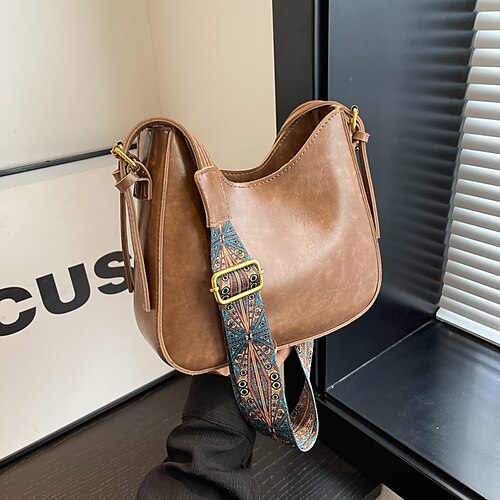 

Mujer Bolso bandolera Cuero de PU Diario Gran Capacidad Impermeable Antipolvo Color sólido Negro Marrón Caqui