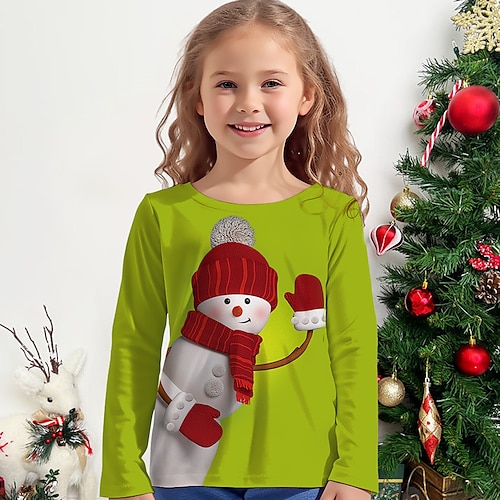 

Christmas Girls' 3D Unicorn Shirt Long Sleeve 3D Print Fall Winter Active Fashion Cute Polyester Kids 3-12 Years Crew Neck Outdoor Casual Daily Regular Fit