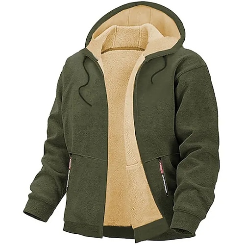 

Hombre Sudadera Sudadera con capucha y cremallera completa La chaqueta con capucha Sherpa difuso Verde Ejército Con Capucha Plano Deporte Diario Festivos Vintage Ropa de calle Fresco Otoño invierno