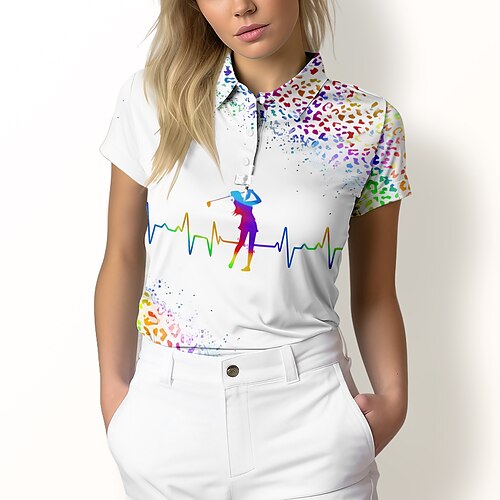 

Mujer Camisas de polo Camiseta de golf Polo con botones Transpirable Secado rápido Dispersor de humedad Manga Corta Ropa de golf ropa de golf Ajuste regular Leopardo Impreso Verano Tenis Golf