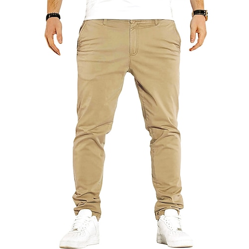 

Men's Trousers Chinos Chino Pants Pocket Plain Comfort Breathable Outdoor Daily Going out Cotton Blend Fashion Casual Khaki