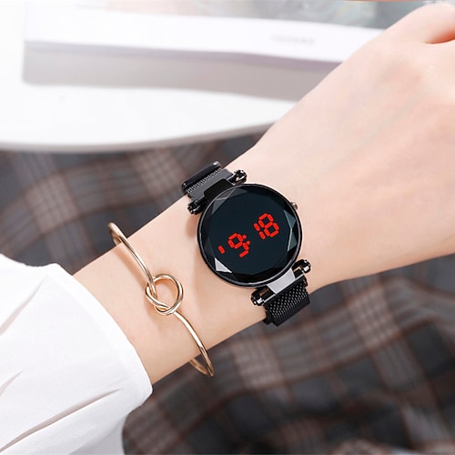 

Luxus Magnet Digitaluhren für Frauen Roségold LED Quarzuhr Armband Halskette Set Geschenk weibliche Uhr relogio feminino