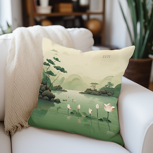 

Lotus-Pfund-Doppelseiten-Kissenbezug, 1 Stück, weich, dekorativ, quadratisch, Kissenbezug für Schlafzimmer, Wohnzimmer, Sofa, Couch, Stuhl