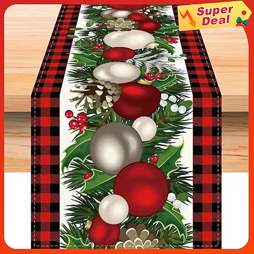 

Красная рождественская дорожка для стола, сезонная зима, Рождество, Рождество, праздник, украшение стола в стиле фермерского дома