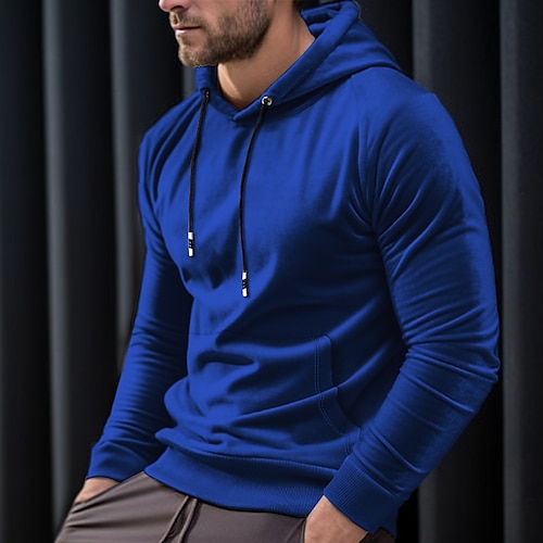 

Homme Sweat à capuche Argent Noir Vert Véronèse Rouge Bleu Roi Capuche Plein Poche Sport Loisir du quotidien Vacances Vêtement de rue Frais Décontractées Printemps Automne Vêtement Tenue Pulls